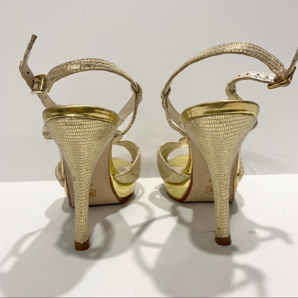 Caparros Gold Reptile Strappy Heeled Sandal - Picture 5 of 9